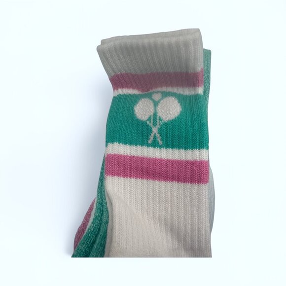 NEW P.J. Salvage - 8 Pairs, Live Life Cozy Cushion Crew Socks - Tennis - Gr/Pi - Picture 2 of 4